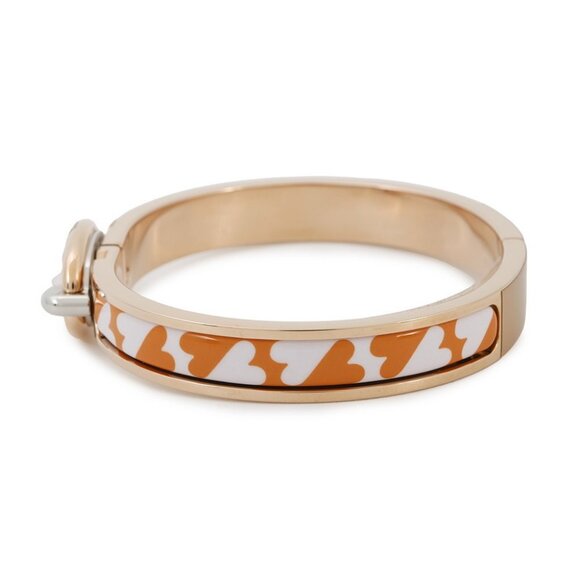 HERMES Mini Clic Chaine d'Ancre Bracelet Size PM Metal/Enamel Orange/Gold - Picture 3 of 9